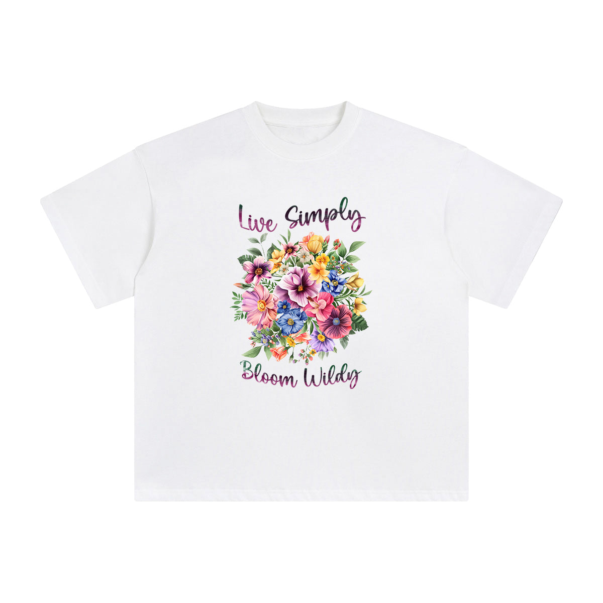 Live Simply Bloom Wildy Graphic Tee-INNBLAC Fashion Apparel