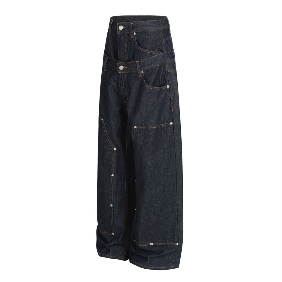 Men's Two-Tone Denim Pants Loose Fashion Street Unique Design