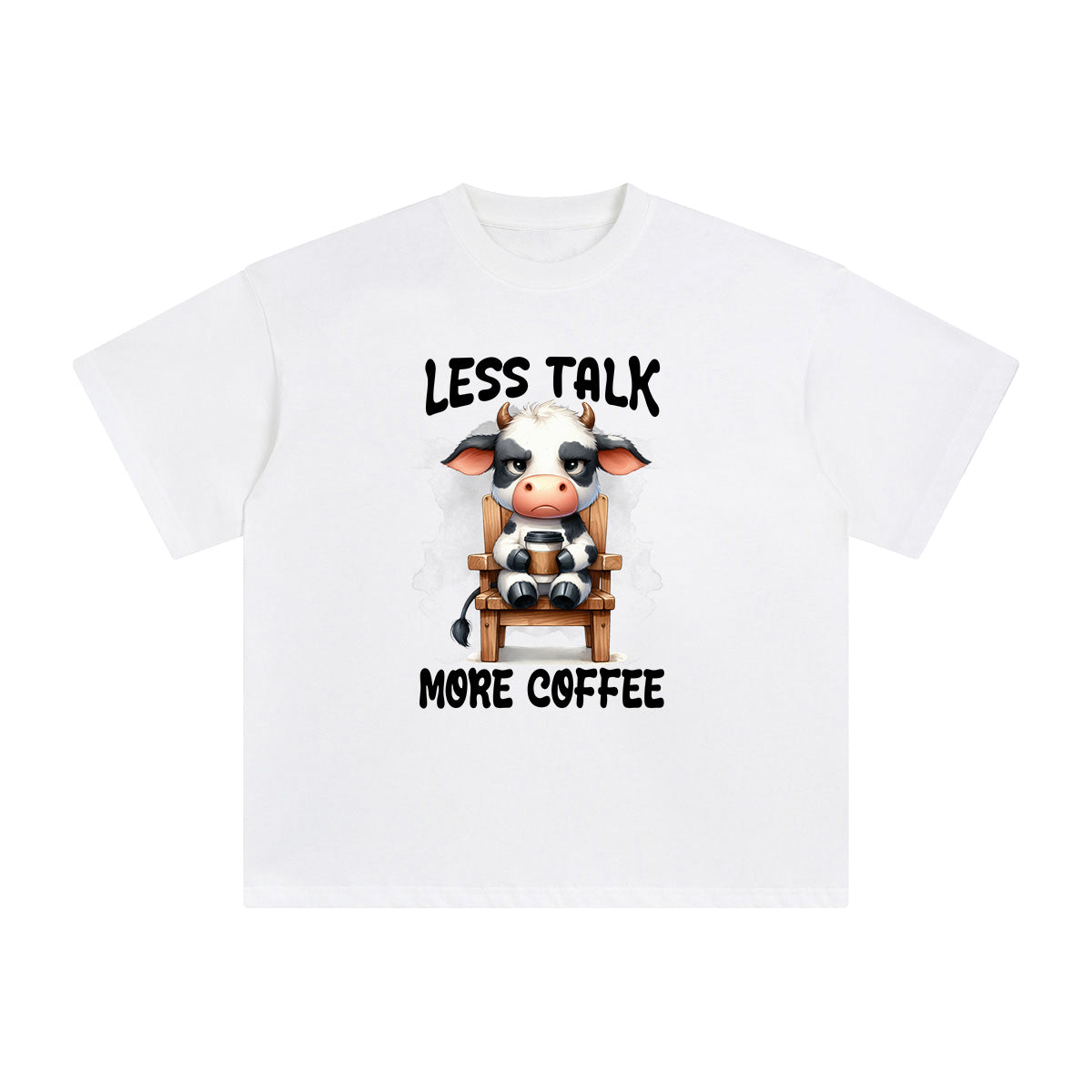Cow Drinking Coffee Graphic Tee-INNBLAC Fashion Apparel