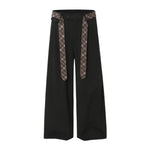 Washed Stripe Plaid Belt Relaxed Pants