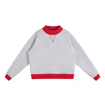 Mock Neck Sweatshirt With Contrast‑Color Stitching