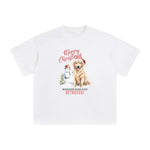 Christmas Snowman & Golden Retriever Graphic Tee-INNBLAC Fashion Apparel