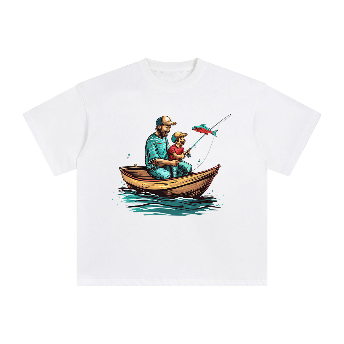 Fisherman Dad & Son Fishing Graphic Tee-INNBLAC Fashion Apparel