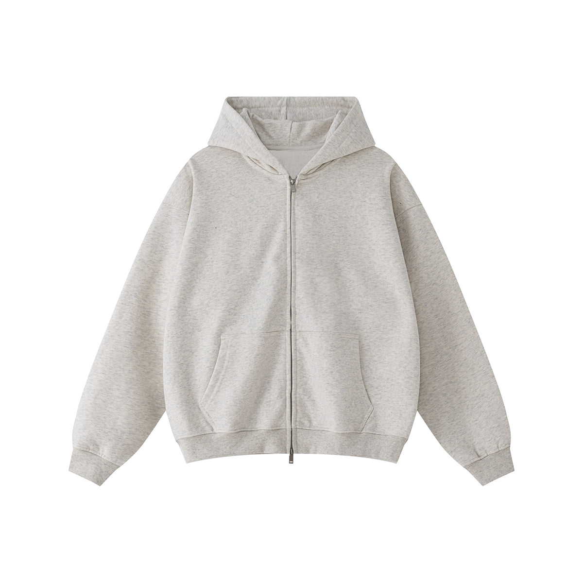 Double-Slider Zipper Solid Color Hoodie
