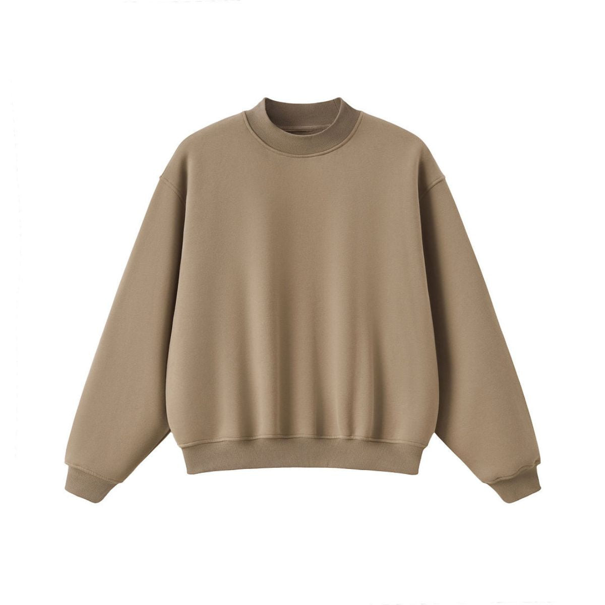Heavyweight Fleece‑Lined Boxy Mock Neck Old‑Money Sweatshirt