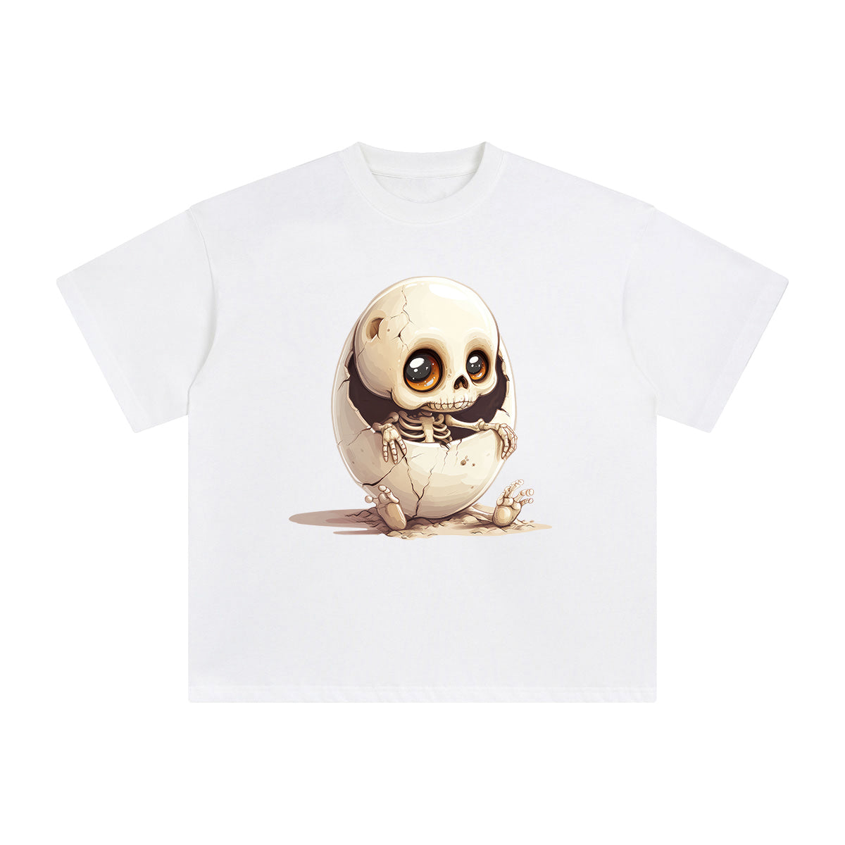 Cute Skeleton Breaking Shell Graphic Tee-INNBLAC Fashion Apparel