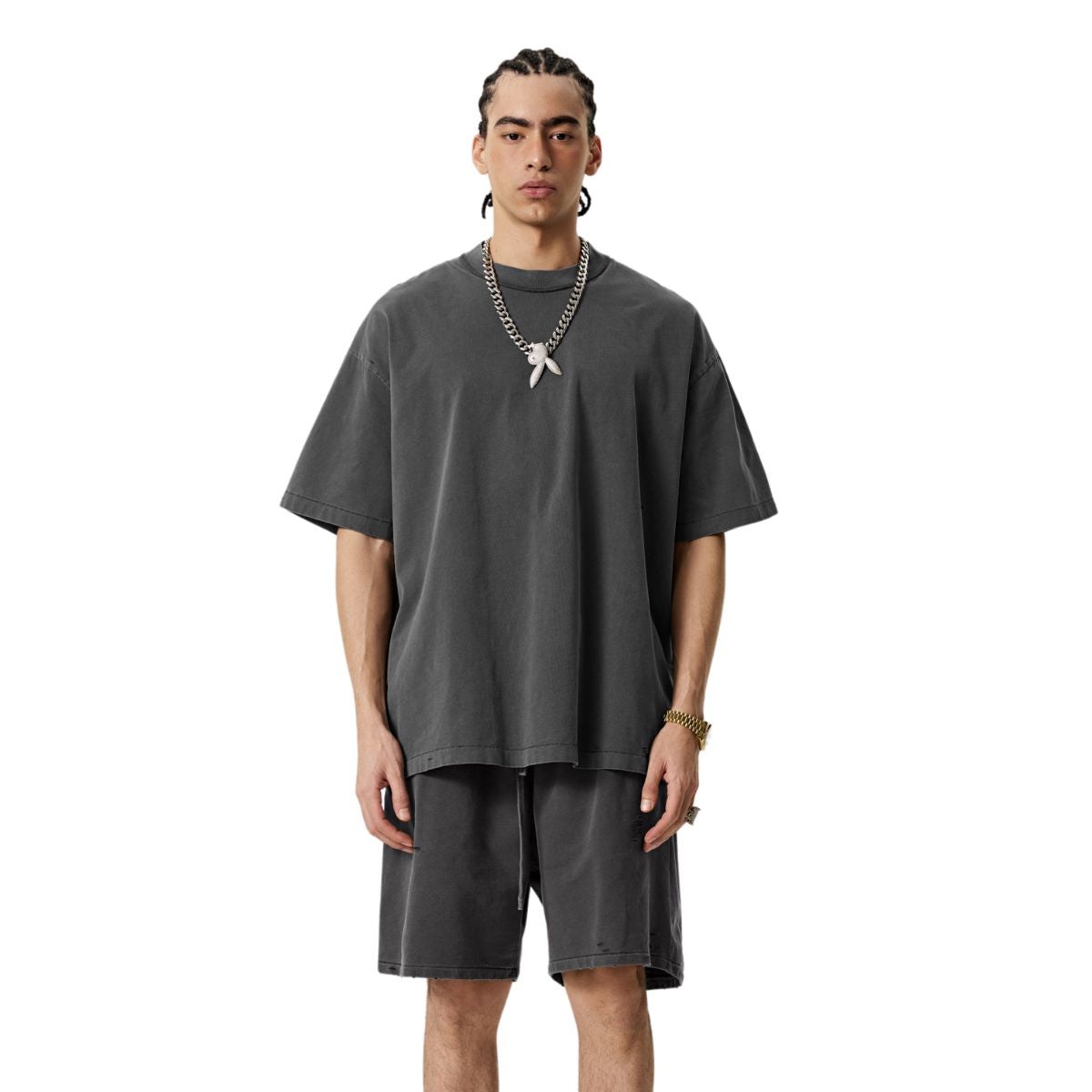 Vintage Wash Reverse Destructive T Shirt 8oz