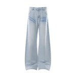 Washed Lightning Pattern Wide Flare Jeans