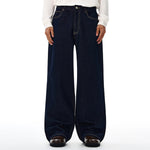 Wide Leg Dark Denim Jeans Classic Fit