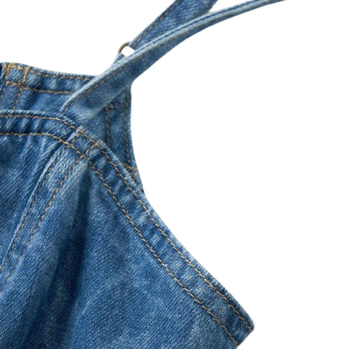 Flower Print Spaghetti Strap Denim Midi Dress