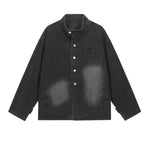 Heavy Washed Distressed Retro Simple Casual Denim Jacket