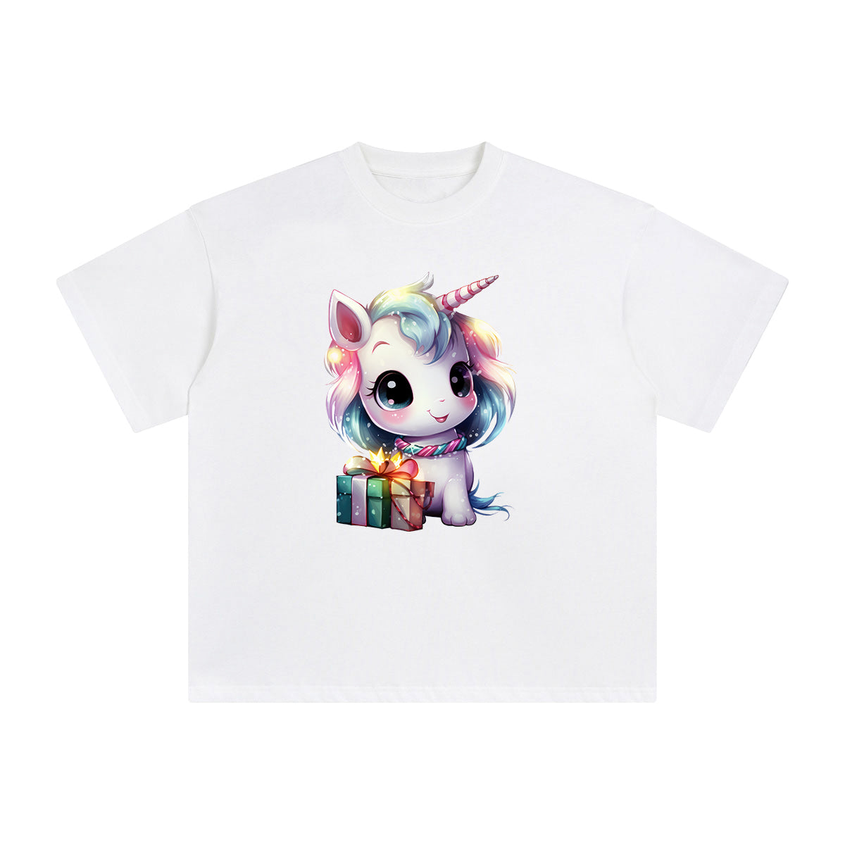 Pastel Christmas Baby Unicorn Graphic Tee-INNBLAC Fashion Apparel
