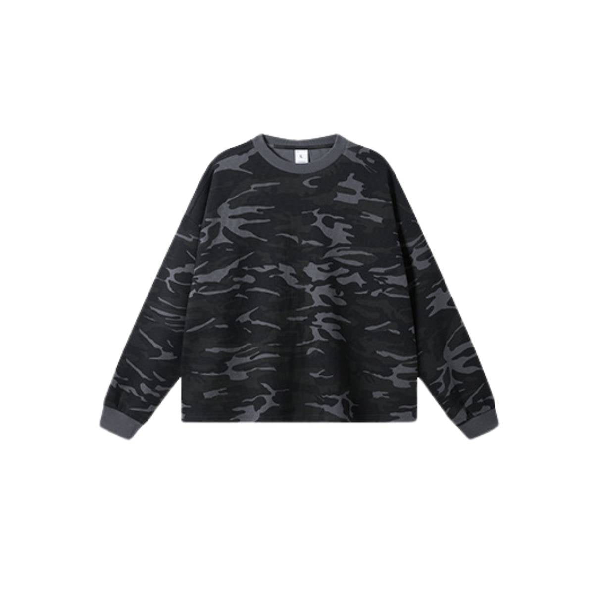Men's Camouflage Waffle Crew Neck Loose Fit Tee Shirt