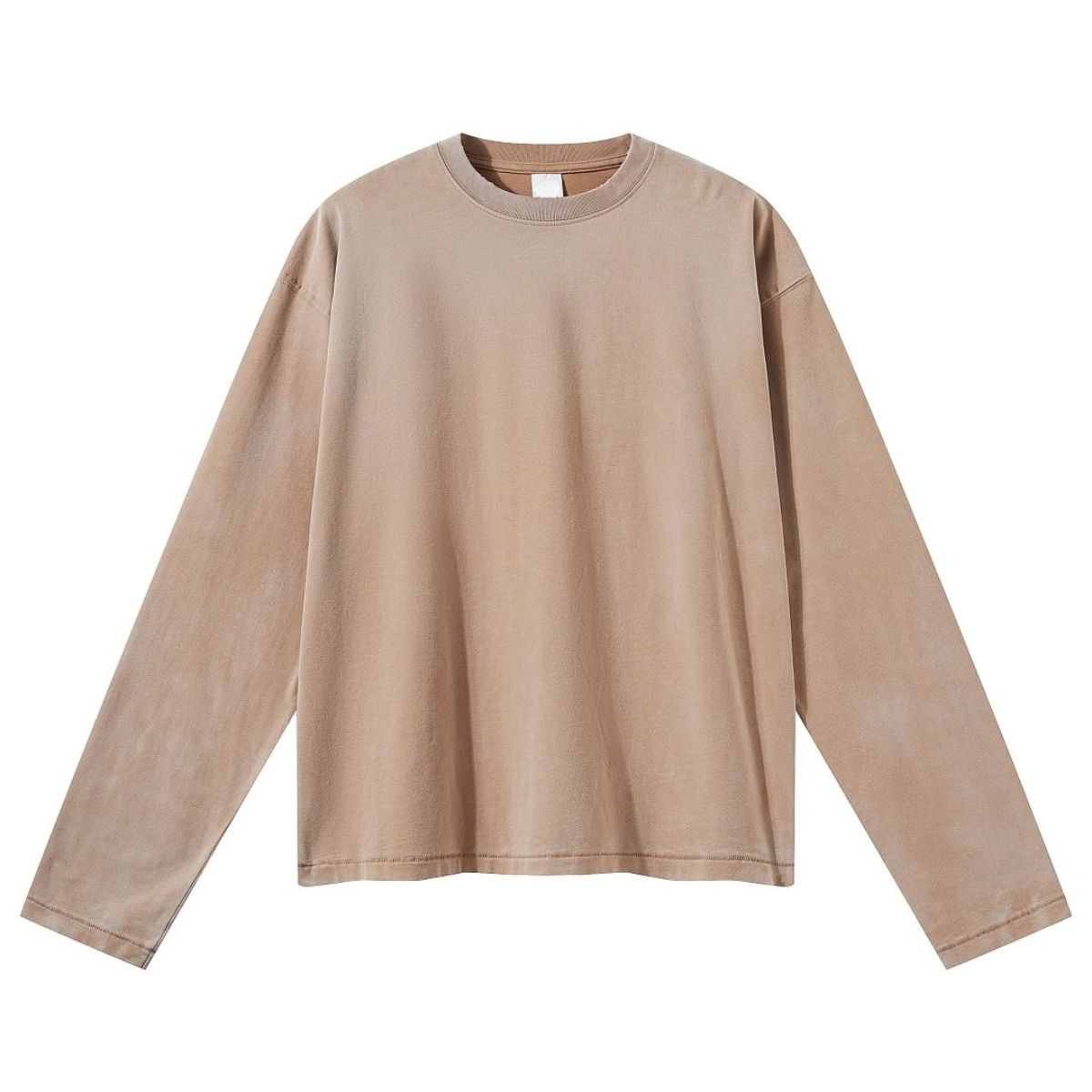 Whisker Wash Frayed Soft Brushed Vintage Long Sleeve Tee