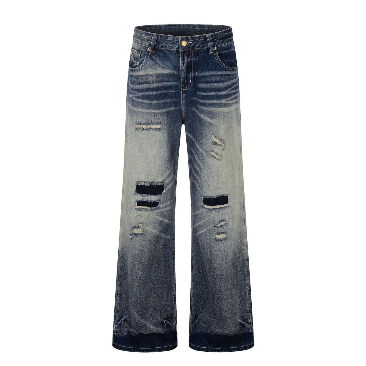 Vintage Washed Distressed Flare Jeans