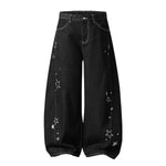 Y2K Star Mesh Layered Spliced Lace Baggy Wide-Leg Jeans
