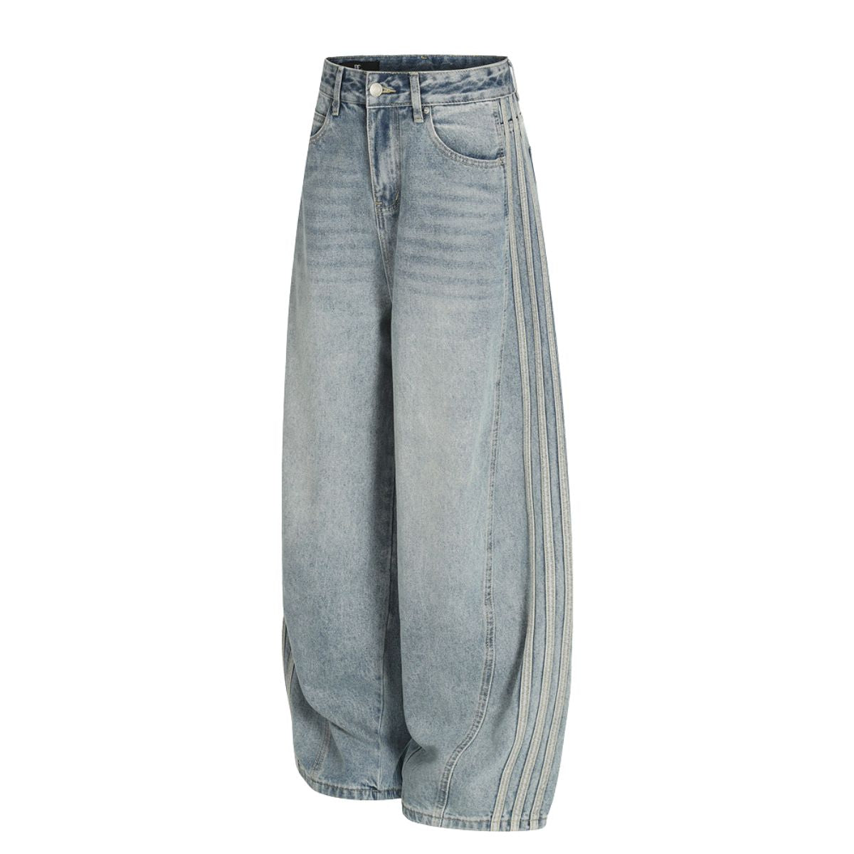 Men's Washed Distressed Denim Pants Vintage American Loose Wide Leg