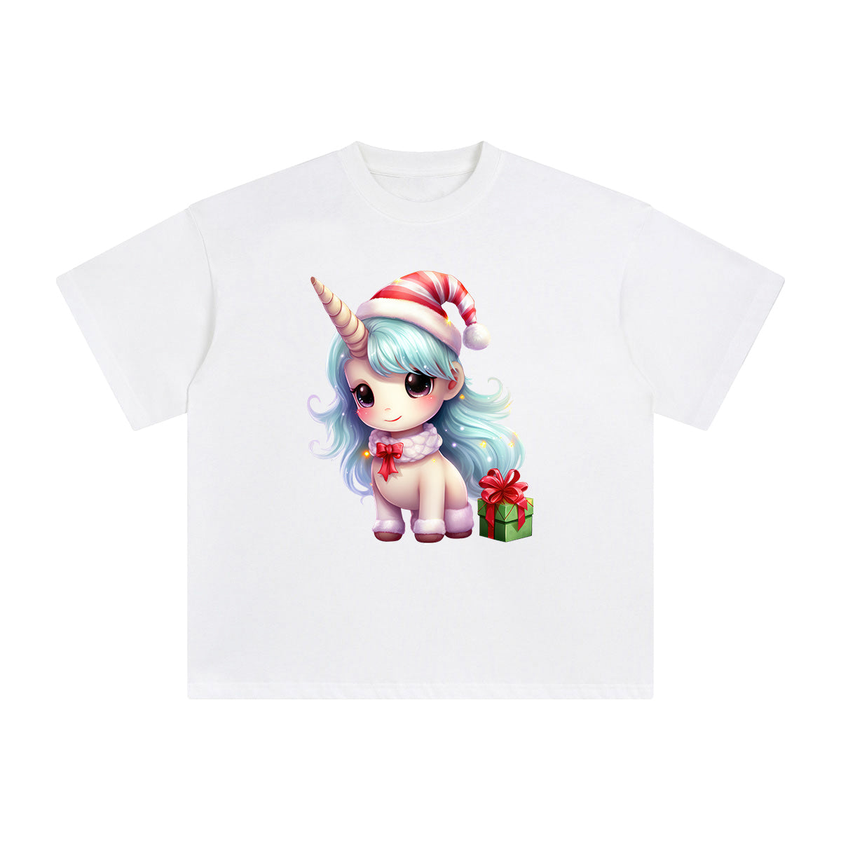 Pastel Christmas Baby Unicorn Graphic Tee-INNBLAC Fashion Apparel