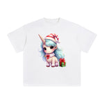 Pastel Christmas Baby Unicorn Graphic Tee-INNBLAC Fashion Apparel