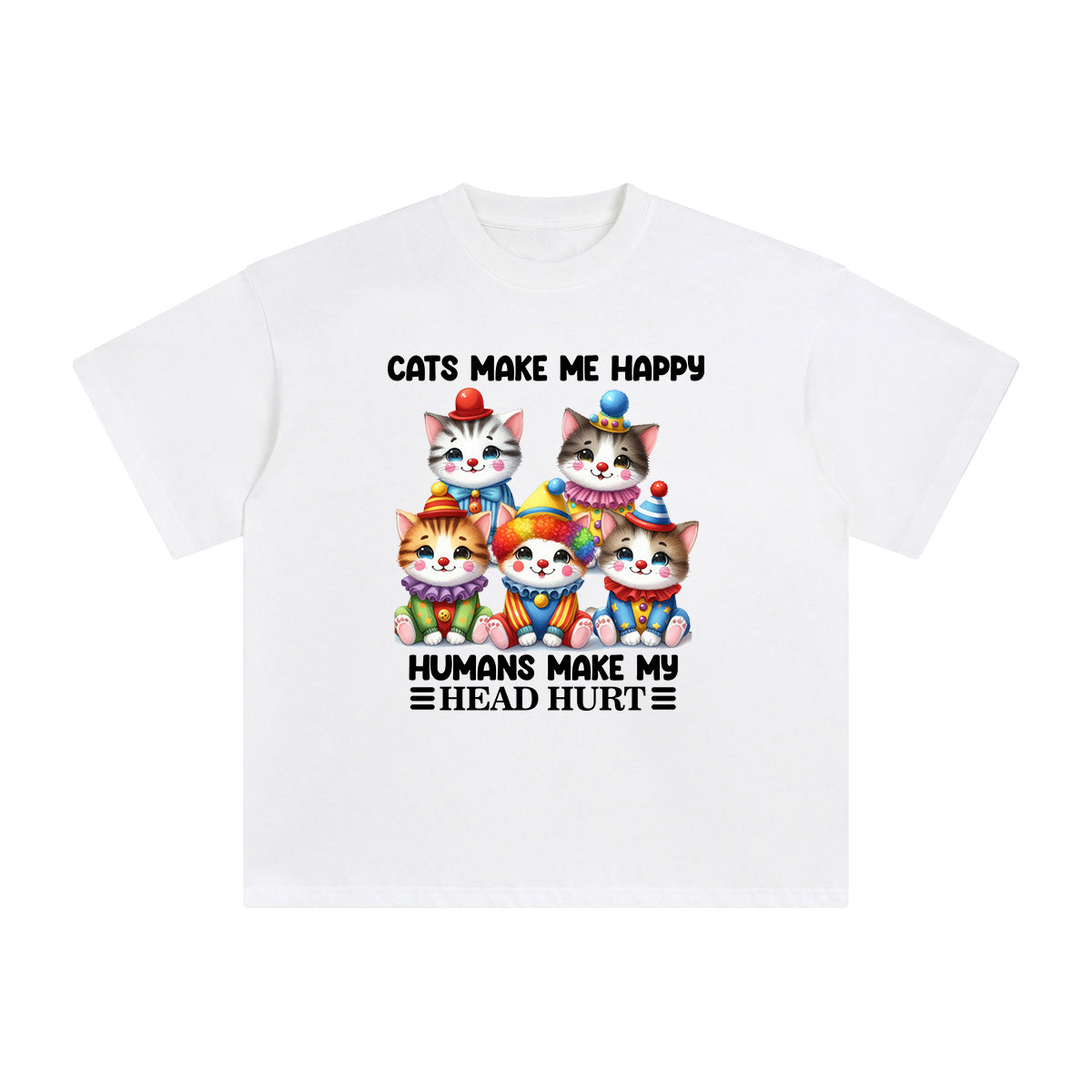 Cats Make Me Happy Graphic Tee-INNBLAC Fashion Apparel