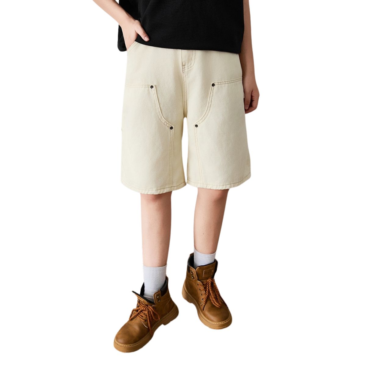 Bermudas con lavado vintage y salpicaduras de tinta