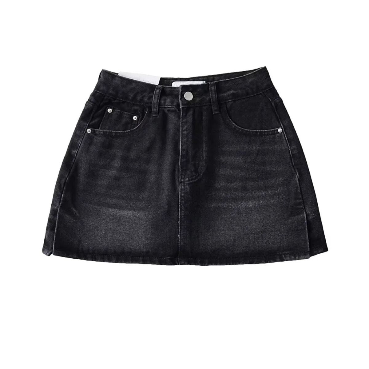 Washed Whisker Denim Mini Skort