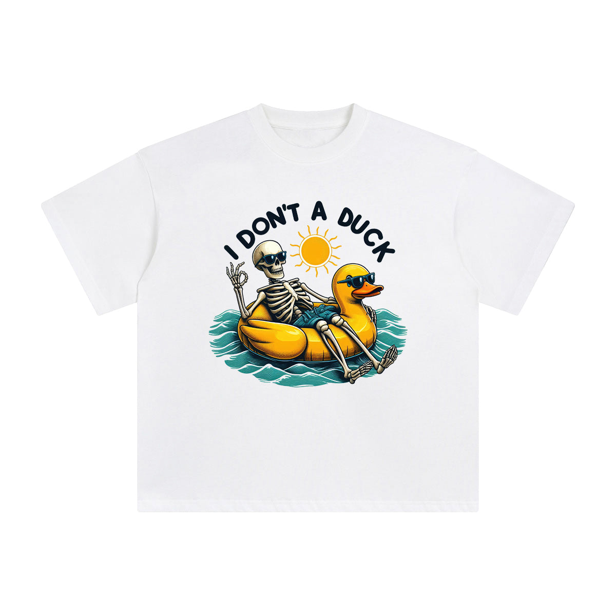 Skeleton Duck Floating Vacation Graphic Tee-INNBLAC Fashion Apparel