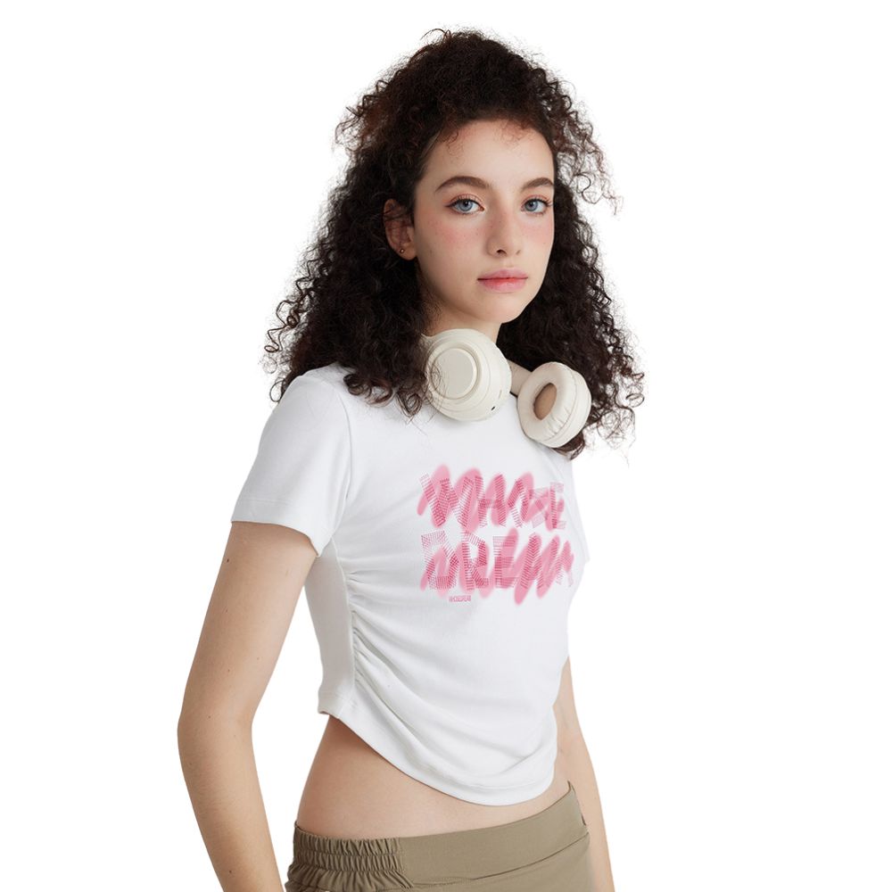 Pleated Waist Graphic Crop Top-INNBLAC Fashion Apparel