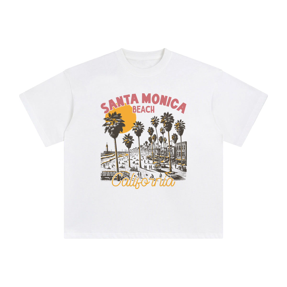 Santa Monica Beach California Graphic Tee-INNBLAC Fashion Apparel