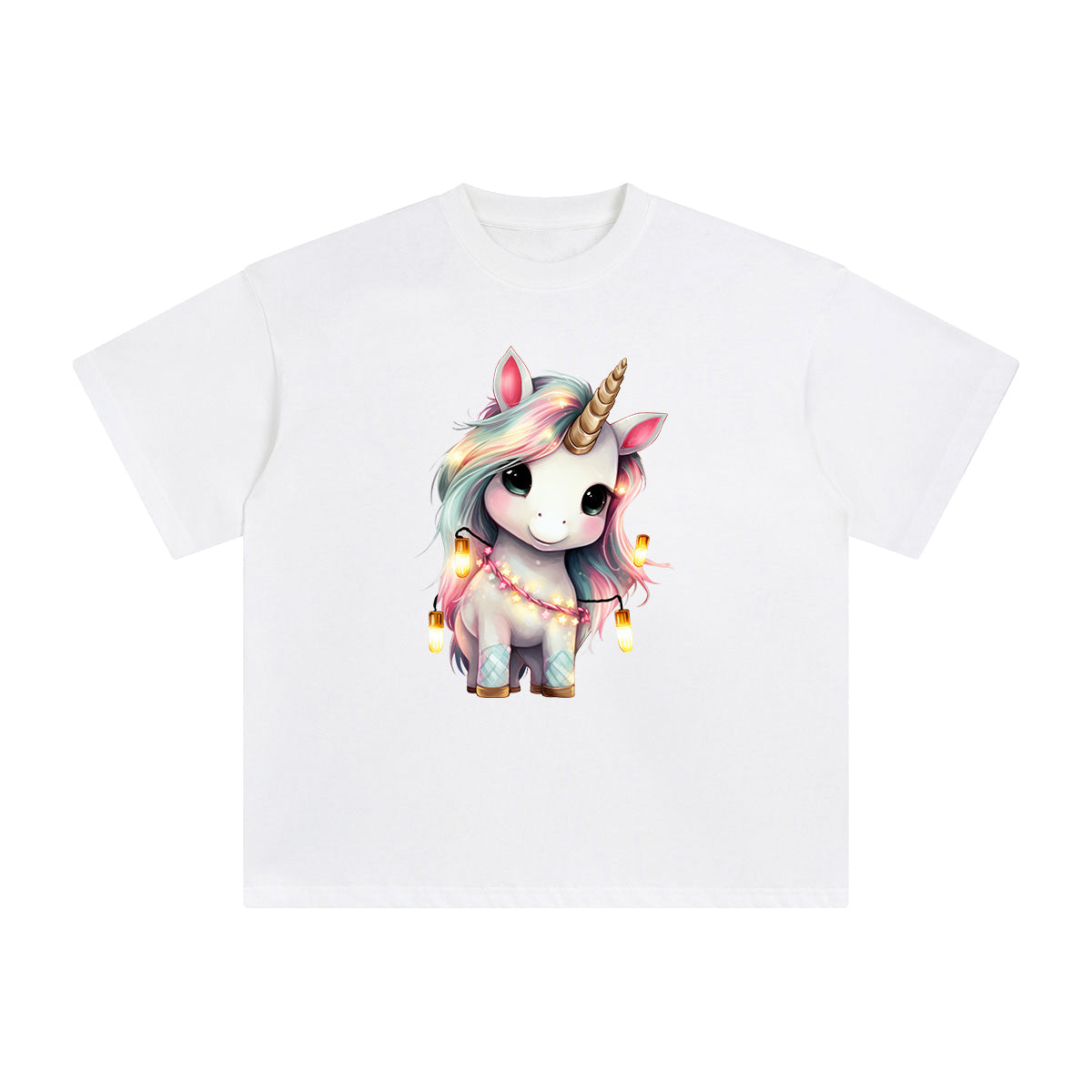 Pastel Christmas Baby Unicorn Graphic Tee-INNBLAC Fashion Apparel