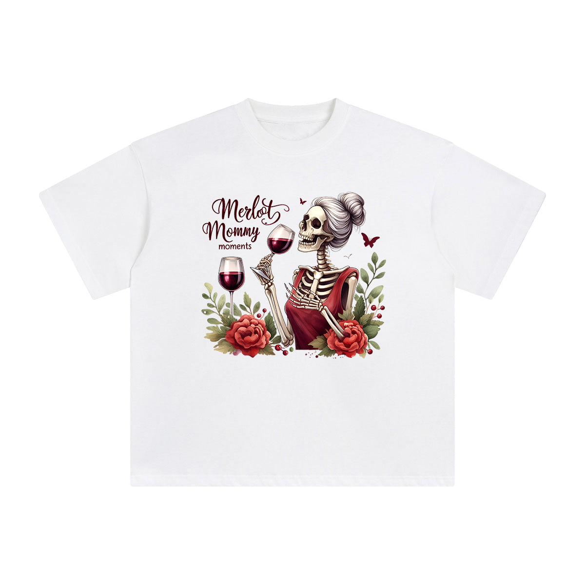 Skeleton Mommy Drinking Graphic Tee-INNBLAC Fashion Apparel