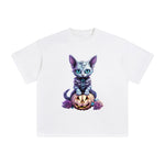 Cat & Pumpkin Graphic Tee-INNBLAC Fashion Apparel