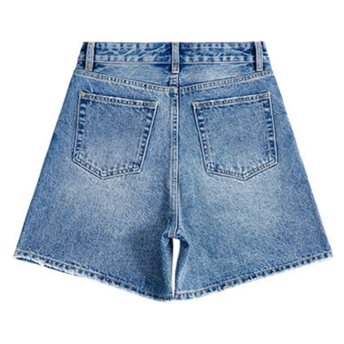 Relaxed Fit Whisker Denim Shorts
