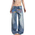 Vintage Graphic Print Relaxed Straight Leg Denim Jeans