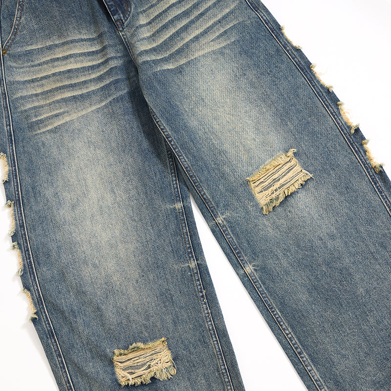 Smoke Rise Vintage Ripped Barrel-Leg Jeans