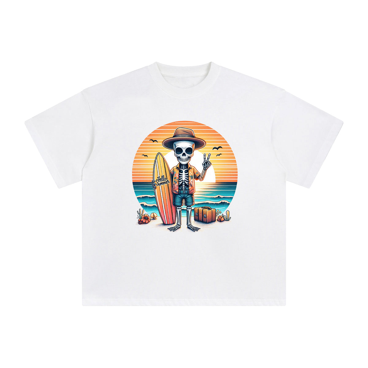 Summer Skeleton Graphic Tee-INNBLAC Fashion Apparel