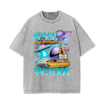 Space Vacation Washed Graphic Tee-INNBLAC Fashion Apparel