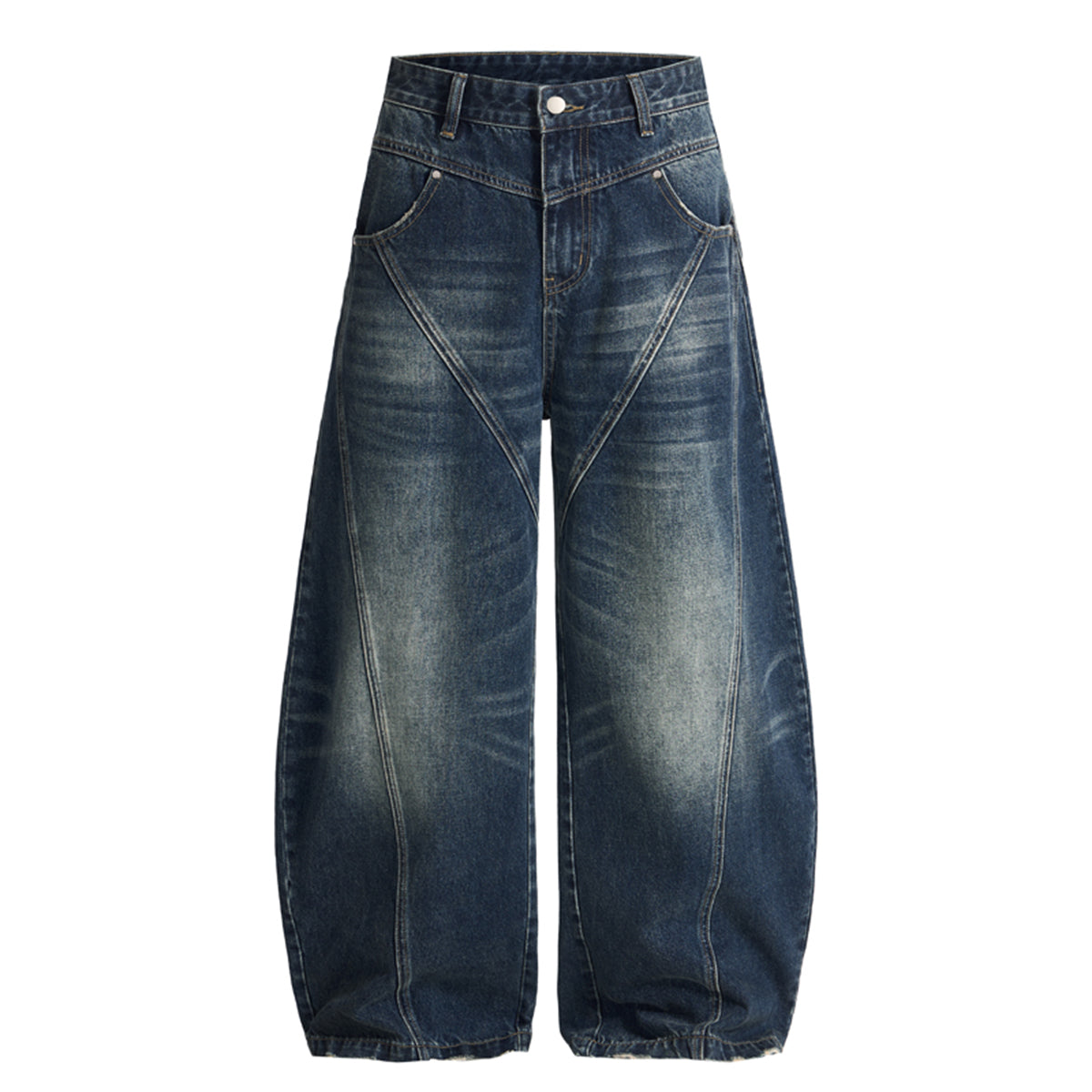 Retro Patchwork Curved Blade Denim Jeans