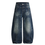 Retro Patchwork Curved Blade Denim Jeans