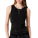 Camiseta sin mangas lavada y descolorida para mujer de 9.5 oz