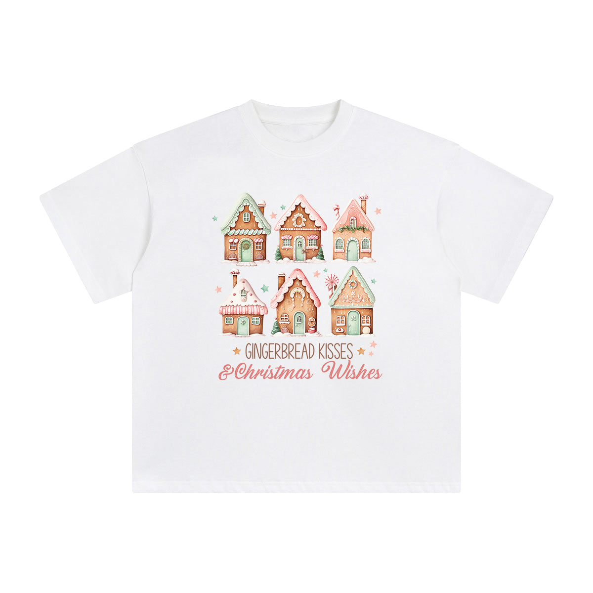 Gingerbread Kisess & Christmas Wishes Graphic Tee-INNBLAC Fashion Apparel