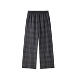 Plaid Straight Wide‑Leg Drapey Casual Pants