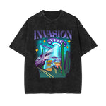 Invasion Washed Cartoon Graphic Tee-INNBLAC Fashion Apparel