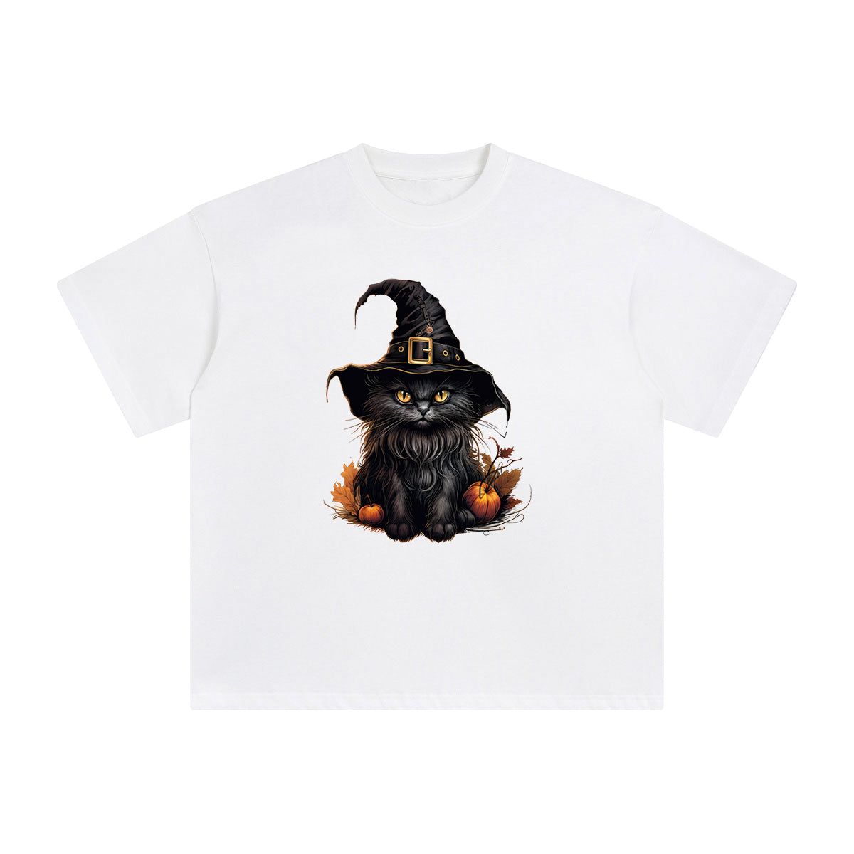 Halloween Black Cat Graphic Tee-INNBLAC Fashion Apparel
