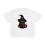 Halloween Black Cat Graphic Tee-INNBLAC Fashion Apparel