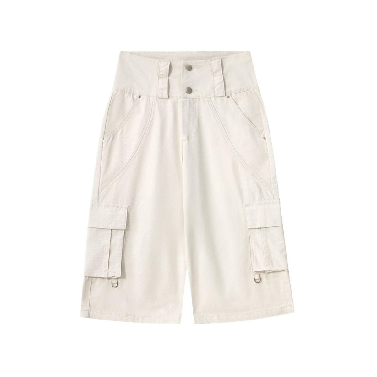 High-Waist Multi-Pocket Cargo Bermuda Shorts