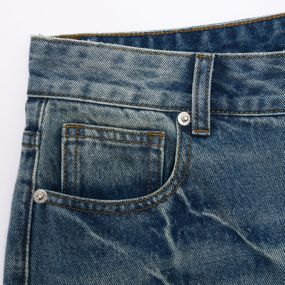 Wide-Leg Bermuda Washed Denim Shorts