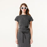 Washed Cotton Pleated Waist Tee 8.55oz
