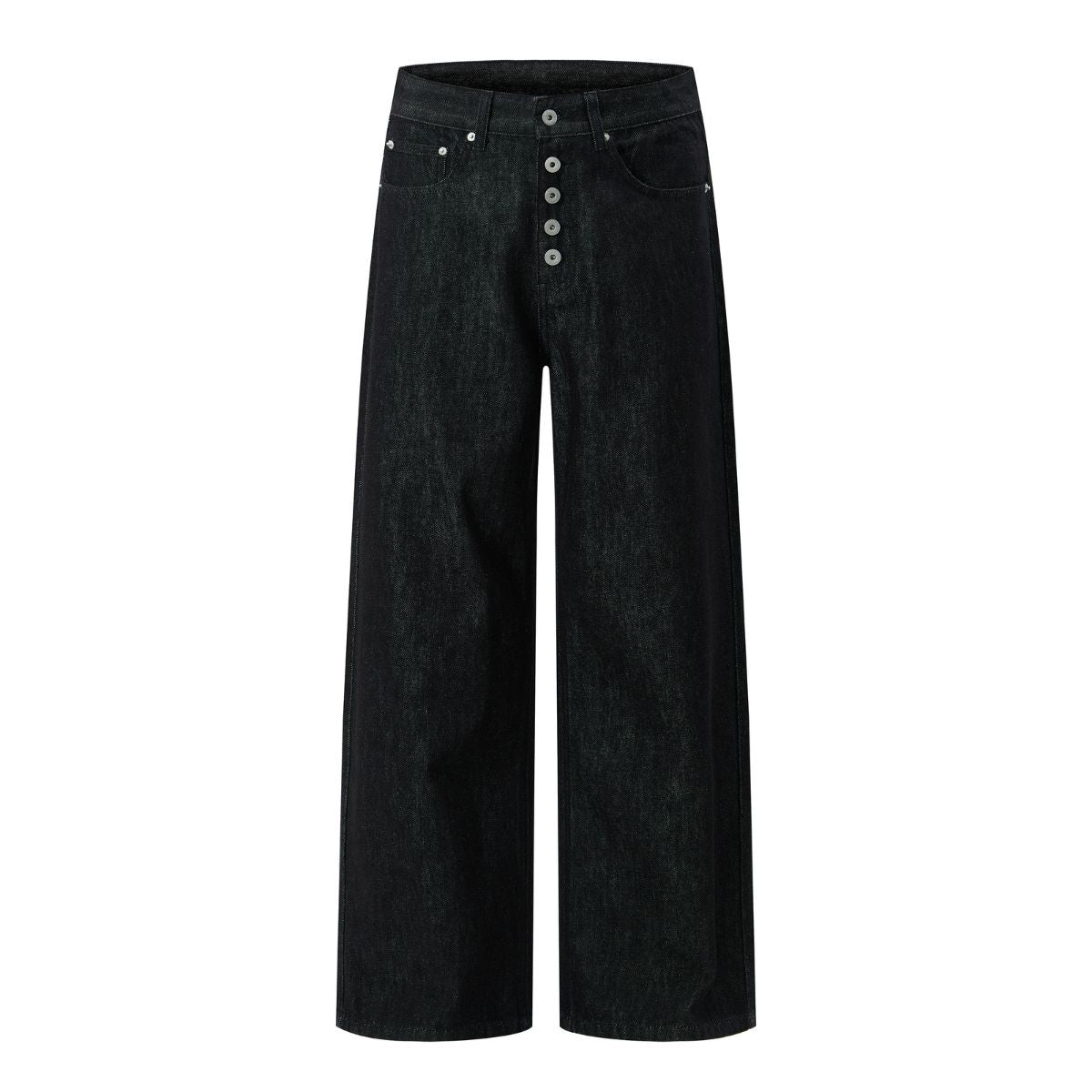 Raw Denim Jeans With Wheat‑Engraved Buttons