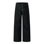 Raw Denim Jeans With Wheat‑Engraved Buttons